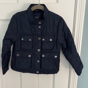 GAP Kids Dark Blue Quilted Nylon Utility Jacket Navy XS Boys or Girls pockets